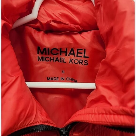 Michael Kors Women's Sharp Red Black Quilted Puffy Puffer Vest Size Large - Picture 3 of 4